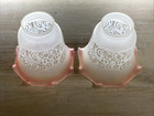 Glass Light Shades 2 Frosted Etched Cranberry Ruffles Vintage Antique Fitter 2 