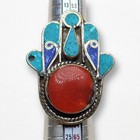 Beautiful Silver Ring Vintage Lapis Lazuli Coral Stones Stunning Hand Size 9