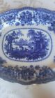 Antique W  Adams Fairy Villas Royal Stone China England Flow Blue Platter 19thc