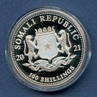 2021 Somalia Elephant 100 Shillings 1oz  9999 Silver African Wildlife In Capsule