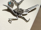 Nolan Miller N  Roadrunner Pendant Necklace Silver Tone Faux Turquoise