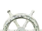 Antique Handcrafted 18  White Nautical Wooden Ship Wheel Home Wall Decor Gifts