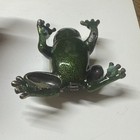 Green Frog Hinged Metal Trinket Box With Multicolor Rhinestones