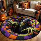 Halloween 3d Vortex Round Rug  Novelty Ghost Skeleton 3d Optical Illusion Rugs