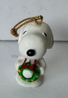 Vintage Tiny Miniature Snoopy Peanuts Plastic Christmas Ornament Wreath 1990s