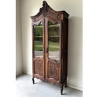 Antique Louis Xv French Rococo Carved Walnut Locking Armoire Cabinet