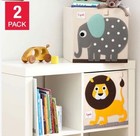 Set Of  2  Storage Bins For Babies Room 3 Sprouts Lion   Elephant 13x13 Cube New