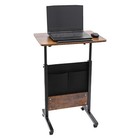 Rolling Laptop Desk Adjustable Height Computer Table Stand Up Office W  Storage