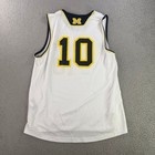 Michigan Wolverines Basketball Jersey Mens Large Adidas White  10 Collegiate