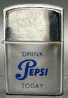 Vintage Drink Pepsi Today Blue Cigarette Lighter Advertising Sunflower