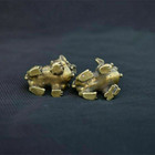 Hot 2pcs Chinese Ancient Bronze Brass Fengshui Foo Fu Dog Lion Beast Bixie Statu