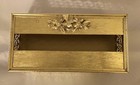 Vtg Stylebuilt Gold Tissue Box Holder Metal Mcm Hollywood Regency Bird Dogwood
