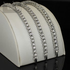 14k White Gold Plated Iced 1 Row Tennis Necklace Choker Flooded Cubic Zirconia