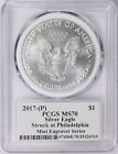 2017- p  American Silver Eagle Ms70  Mercanti  mint Engraver Series  Pcgs 