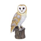 Soreal Yellow Barn Owl On Branch   Handcrafted Decorative Bird Statue