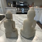 Pair Of White Antique Burmese Buddha Statues  Decorative Collectibles