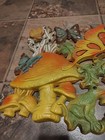 Vtg Retro  1970s Homco Mushrooms Frog Trippy Hippie Wall Art  17x13 Decor mcm