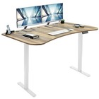 Vivo Electric 63    X 32    Stand Up Desk  Reclaimed Wood Table Top  White Frame