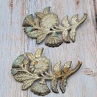 Vintage Brass Flower Daisy Salvage Decorative Embossed Set Of 8 Patina