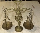 Vintage Brass Cherub Balance Scales 6  Tall Decorative