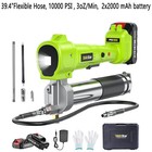 Taskstar Cordless Electric Grease Gun Kit 10000 Psi W  2 Batteries  Hose   Led