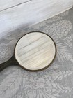 Antique Victorian Porcelain Brass Vanity Hand Held Mirror Cherubs Angels Beveled