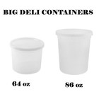 64   86 Oz Big Plastic Deli Food Storage Containers Lids Soup Freezer Microwave