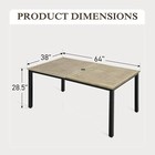 64  Patio Dining Table Metal Large Outdoor Table With Umbrella Hole Heavy Duty