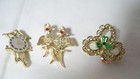 Trio Of Vintage Pins Love Birds Shamrock Wall Clock 