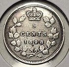 Canada  5 Cents  1898  Very Fine  Cleaned  Better Date   0346 Ounce Silver