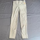 Aubrion Shires Equestrian Girls Beige Full Seat Riding Tights Breeches Age 7-8