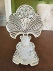 Vintage Art Deco Style Cut Glass Perfume Bottle W  Figural Stopper Vanity Decor