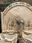 Antique Wall Pocket Match Holder Striker Cats Bird Nest Oft In The Stilly Night
