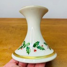 Lenox Holiday Taper Candle Holder 3 75  Holly   Berries 24k Gold Trim Christmas