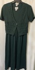 Vintage Modest Maxi Dress Womens Sz 14   Vest Green Rayon 90s Y2k Cottage Core