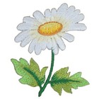 White Daisy Applique Patch - Embroidered Flower Gardening Badge 2 25   iron On 