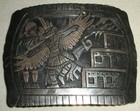 Vintage Navajo Winged Kachina Huge Signed Rv Sterling Silver Belt Buckle Vafo