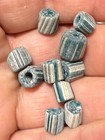 10 Huron Indian Pale Blue Glass False Chevron Trade Beads Fur Trade Era 1800 s