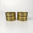 Vtg Bristol Brass Planters Set Of 2 Solid Brass 5    Ribbed Pots Made In Usa Decor