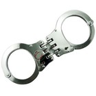 Real Silver Police Duty Handcuffs Double Lock Triple Hinged Handcuffs W  2 Keys