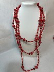 81  Long Red Bead Uganda African Rolled Paper Bead Single Necklace - New