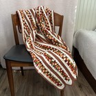 Vintage Crochet Granny Square Afghan Throw Blanket Brown cream orange 70s Vtg
