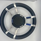 Gussi Italia Boat Steering Wheel Stainless Steel Spoke Simulated Leather Rim