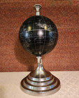 Unbranded Black   Silver Globe World Map Rotating Desktop Or Shelf Decoration