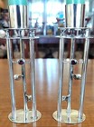 Estate Modernist Sterling Silver Candlestick Pair W gems Handmade 218 Grams Xlnt