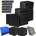 48pcs Acoustic Panel Wedge Studio Home Office Sound Proof Foam Wall Tiles 12x12 
