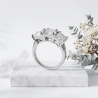 925 Sterling Silver Moissanite 3 Stone Ring Princess Cut Engagement Gift Band
