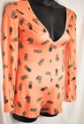 Women s Sexy Orange Romper Jumpsuit Size Medium Deep Plunge Neckline Pineapples