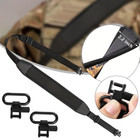 Full Black 2 Point Rifle Gun Sling With Swivels   Neoprene Shoulder Padded Strap
