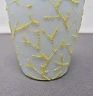 Antique Blue White Coralene Glass Perfume Bottle 6 3 4  Late 1800s